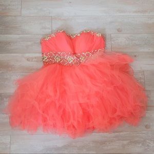 Coral Beaded Party Dress